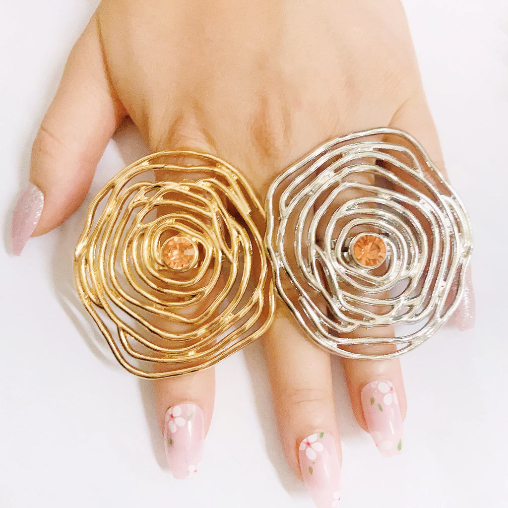 Bold Gold-Plated Ring Set for Women – Assorted Statement Elements & Shapes