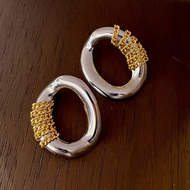 Personalized Asymmetrical Metal Stud Earrings – Irregular Modern Design