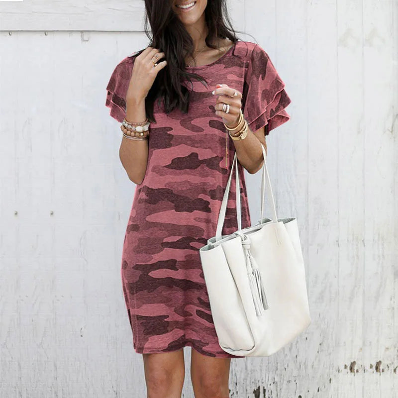 Summer Women's Camouflage T-Shirt Dress – Casual, Stylish & Comfortable