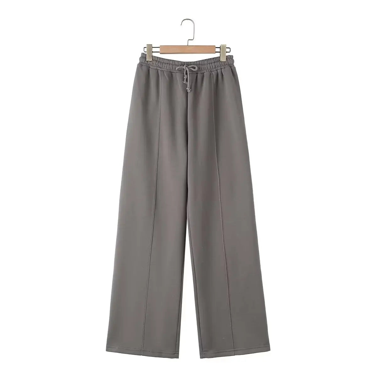 Women’s Fall 2-Piece Set – Retro Zip Bomber Jacket & Lace-Up Wide Leg Pants