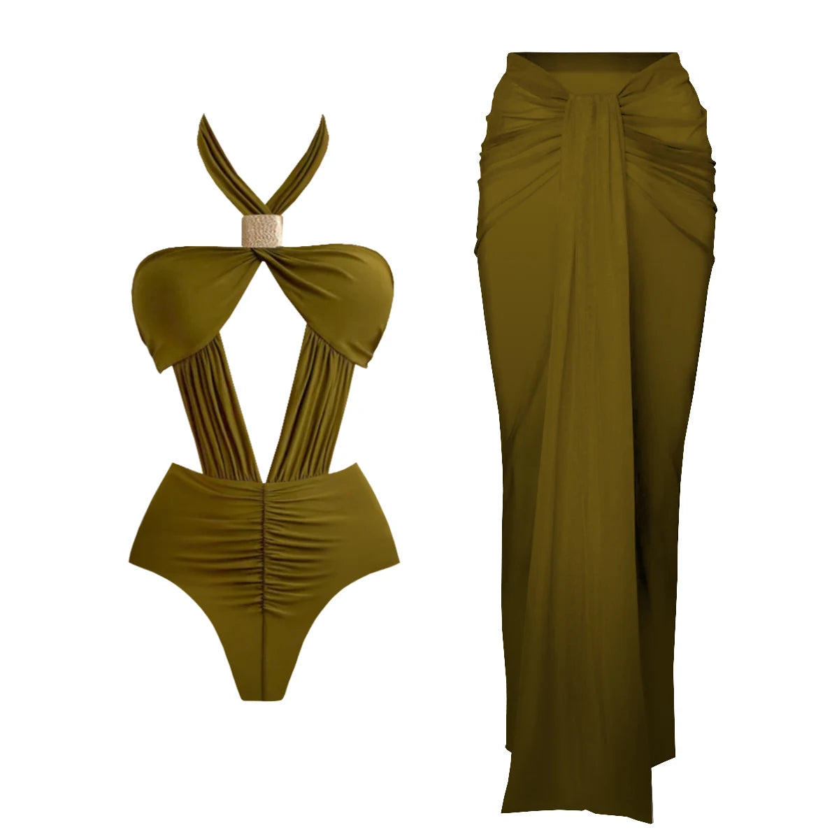 High-End 2-Piece Swimsuit – Ruffle Detail & Slimming Fit