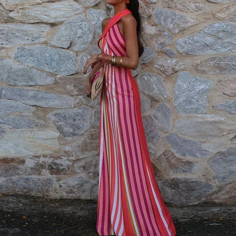 Summer Halter Backless Dress – Casual Slim Fit Holiday Beach Dress for Women