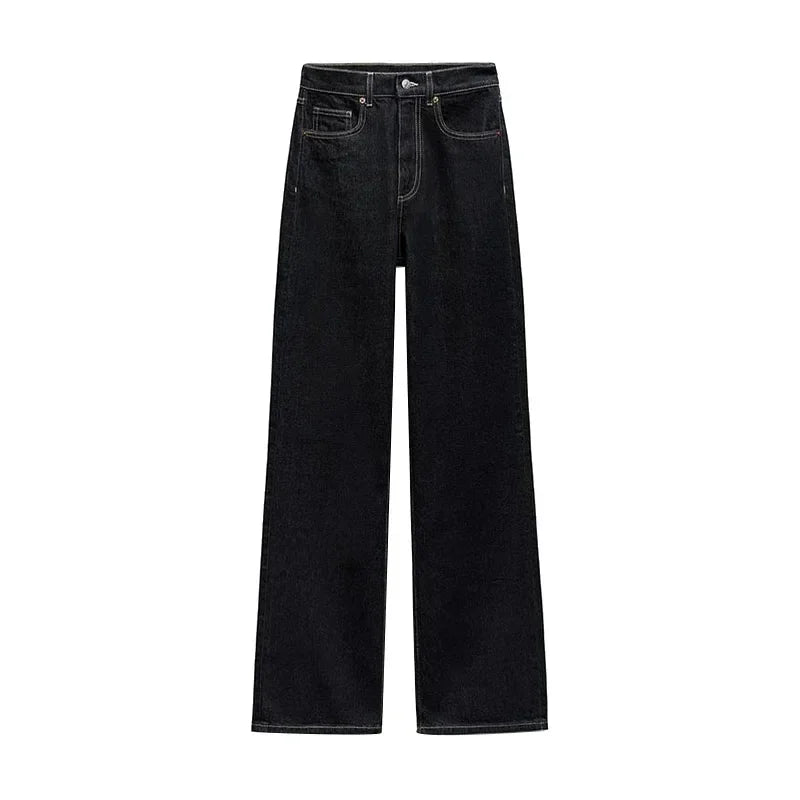 Vintage Belted Denim Jacket & Pants Set – Women’s Autumn Streetwear