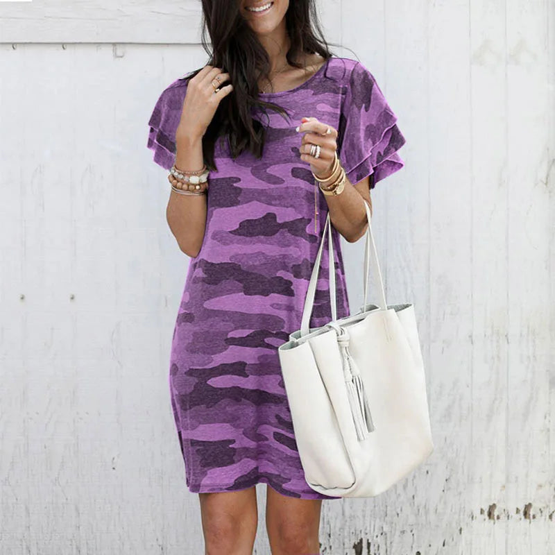 Summer Women's Camouflage T-Shirt Dress – Casual, Stylish & Comfortable