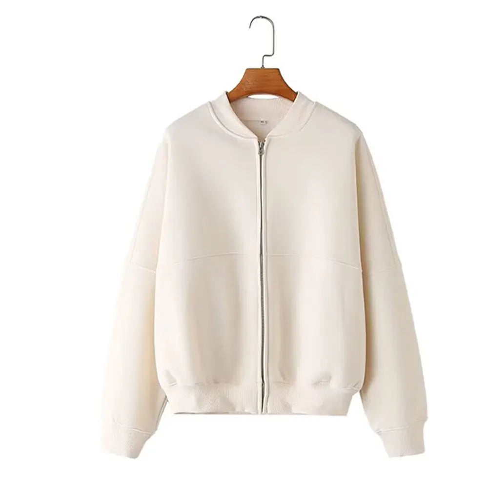 Women’s Fall 2-Piece Set – Retro Zip Bomber Jacket & Lace-Up Wide Leg Pants