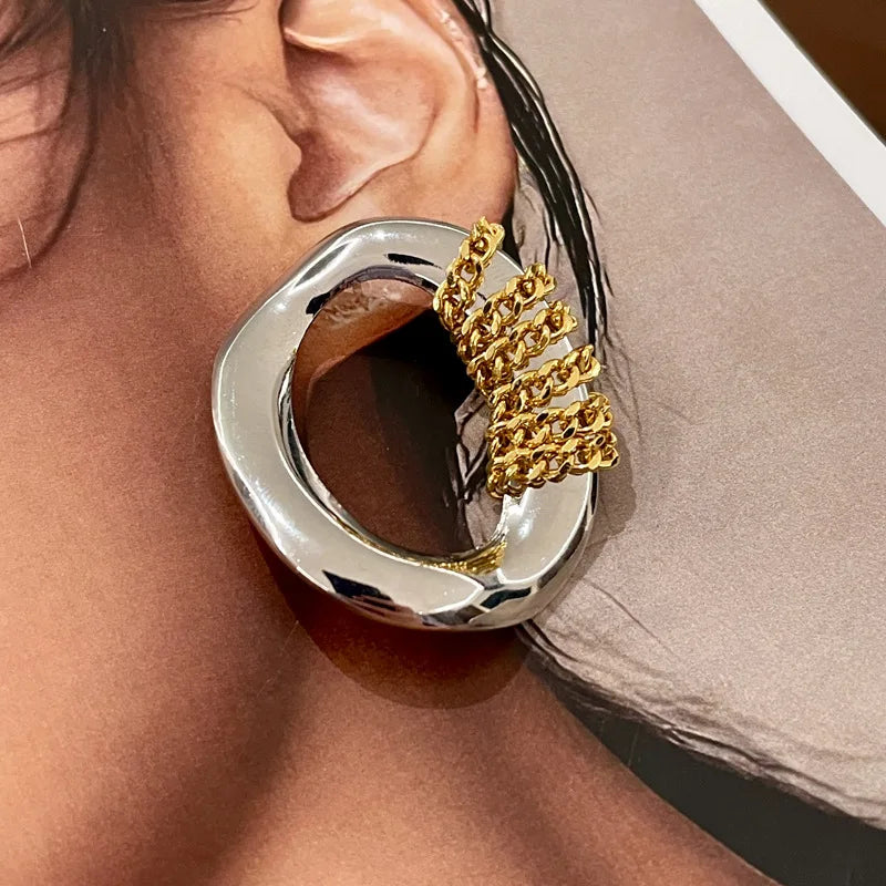 Personalized Asymmetrical Metal Stud Earrings – Irregular Modern Design