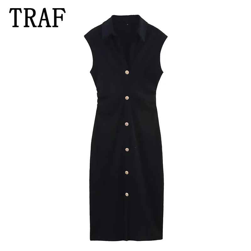 Ruched Sleeveless Long Shirt Dress – Women's Summer Elegance