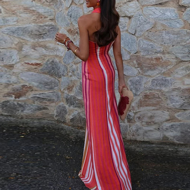 Summer Halter Backless Dress – Casual Slim Fit Holiday Beach Dress for Women