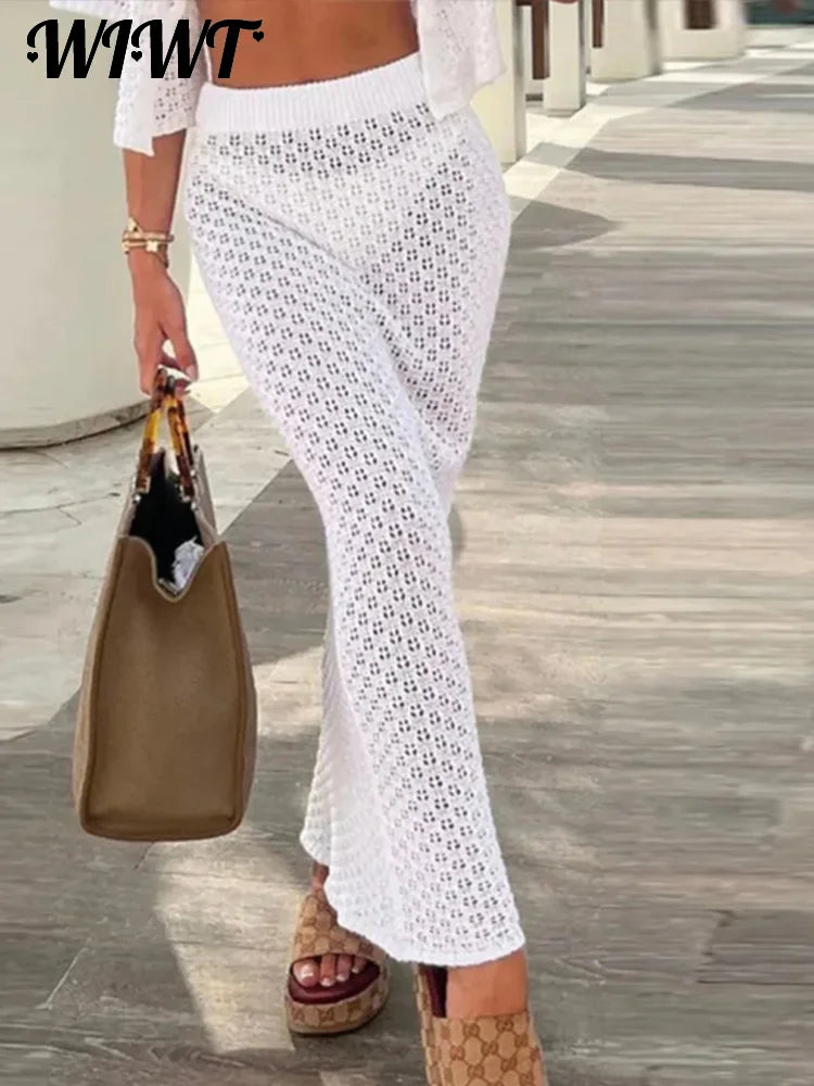 Knit Hollow-Out Cardigan & Skirt Set – Sexy Slim Fit Summer Beach Outfit