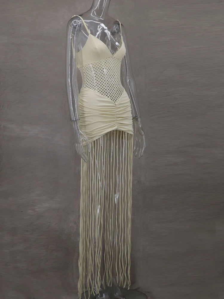 Women’s Hollow Out Tassel Fringe Beach Dress – Stylish Summer Cover-Up