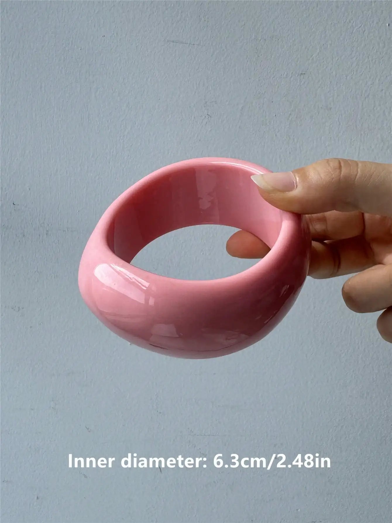 Chunky Asymmetrical Geometric Wide Bracelet – Beige & Pink Fashion Statement Jewelry