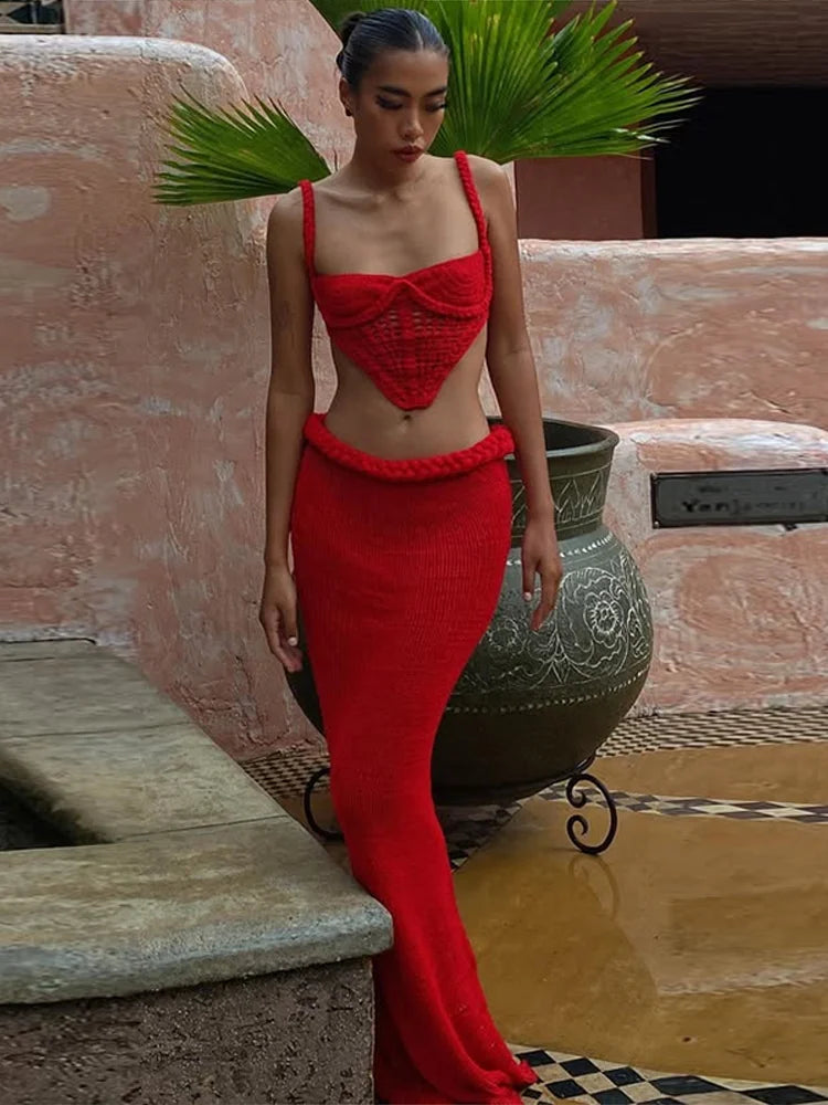 Knit Halter 2 Piece Suit – Backless & Bold