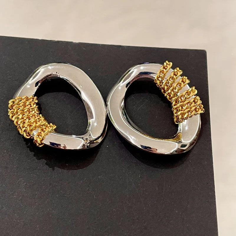 Personalized Asymmetrical Metal Stud Earrings – Irregular Modern Design
