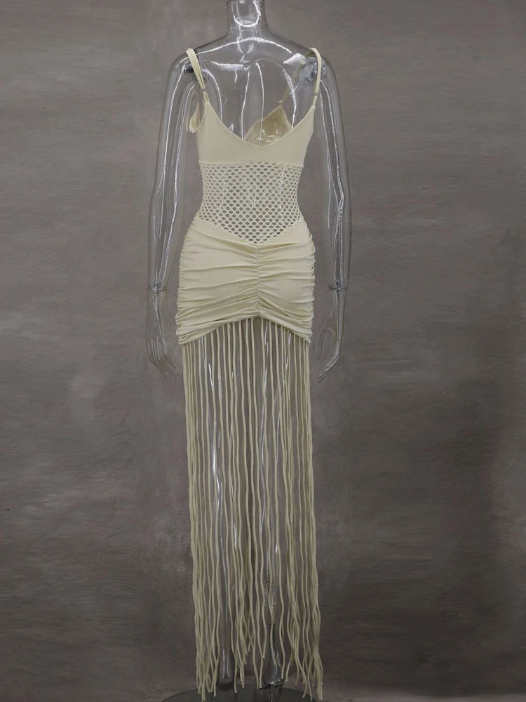 Women’s Hollow Out Tassel Fringe Beach Dress – Stylish Summer Cover-Up