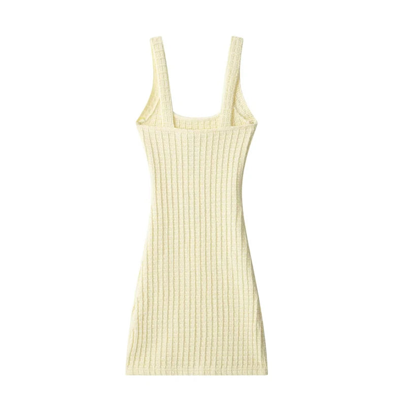 Knitted Short Bodycon Mini Dress for Women – Backless Summer Beach Outfit"