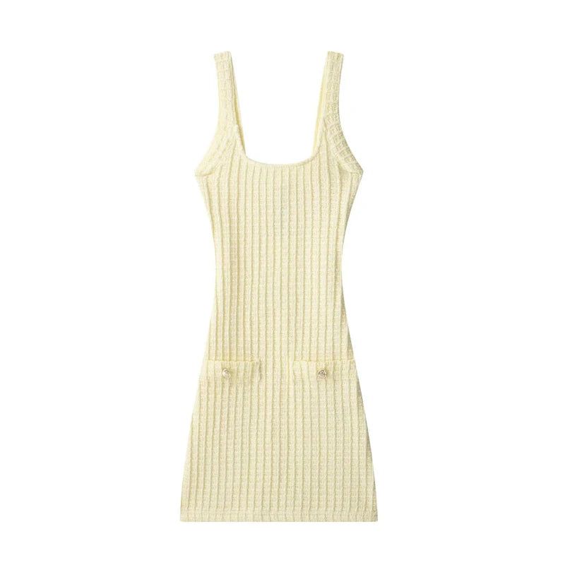 Knitted Short Bodycon Mini Dress for Women – Backless Summer Beach Outfit"