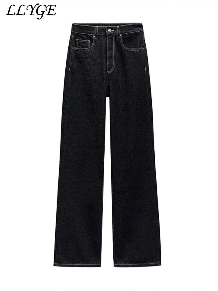 Vintage Belted Denim Jacket & Pants Set – Women’s Autumn Streetwear