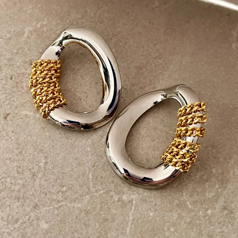 Personalized Asymmetrical Metal Stud Earrings – Irregular Modern Design