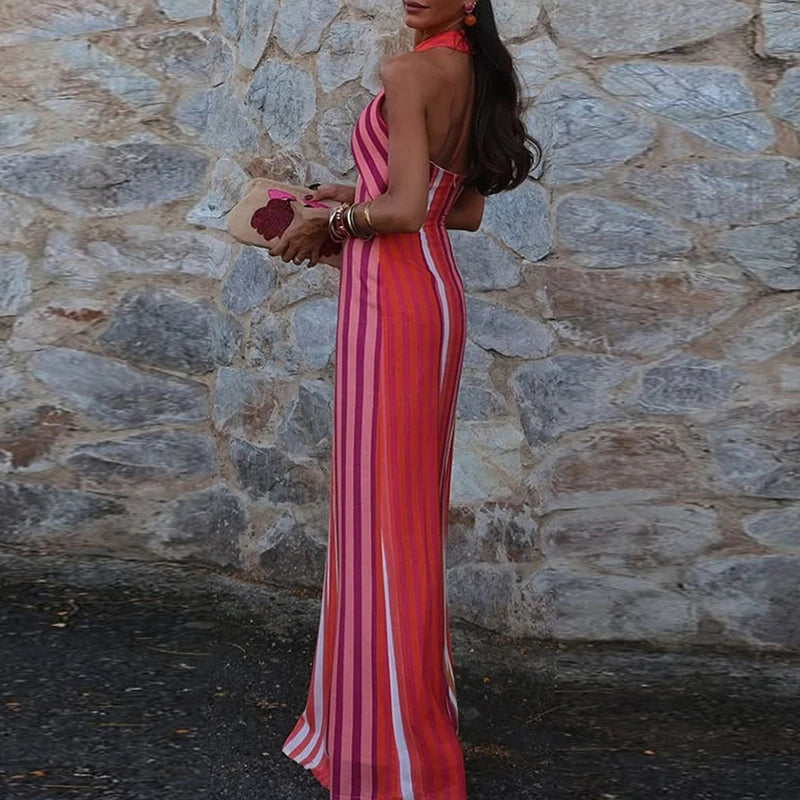 Summer Halter Backless Dress – Casual Slim Fit Holiday Beach Dress for Women
