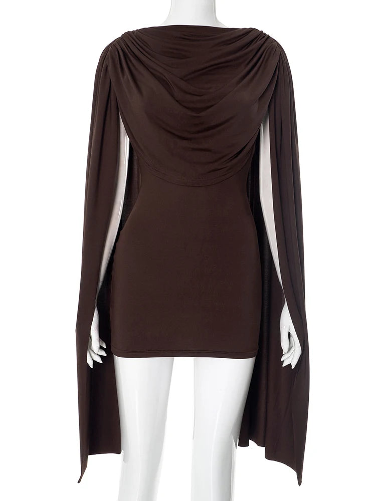 Elegant Ruched Patchwork Bodycon Dress – Sleeveless O-Neck Shawl Style for Women