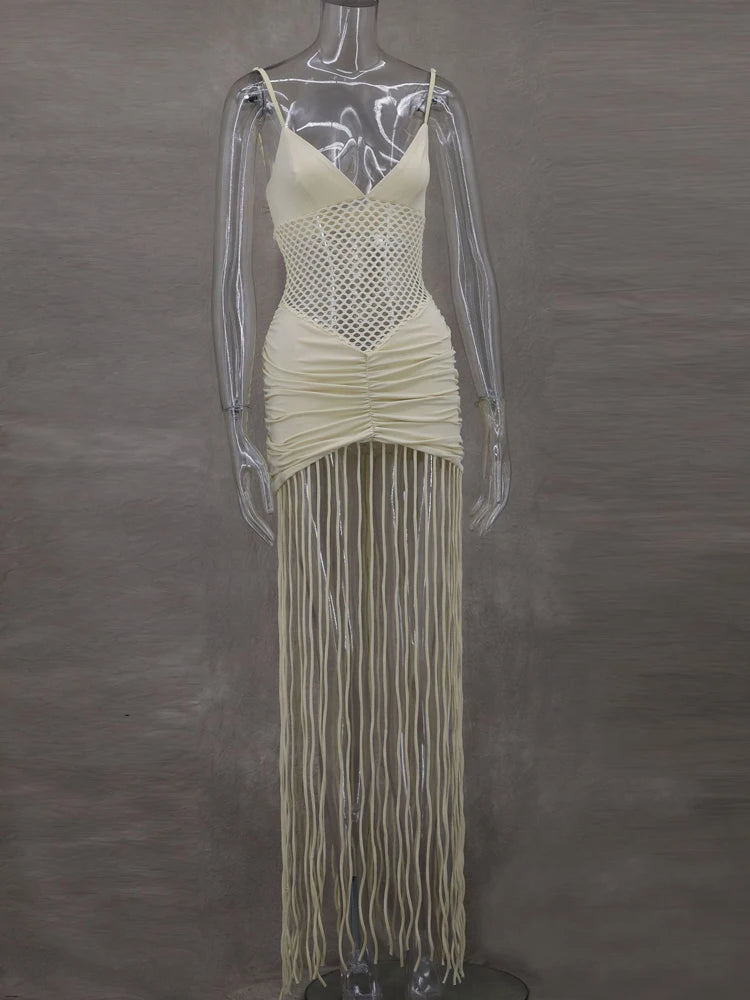 Women’s Hollow Out Tassel Fringe Beach Dress – Stylish Summer Cover-Up