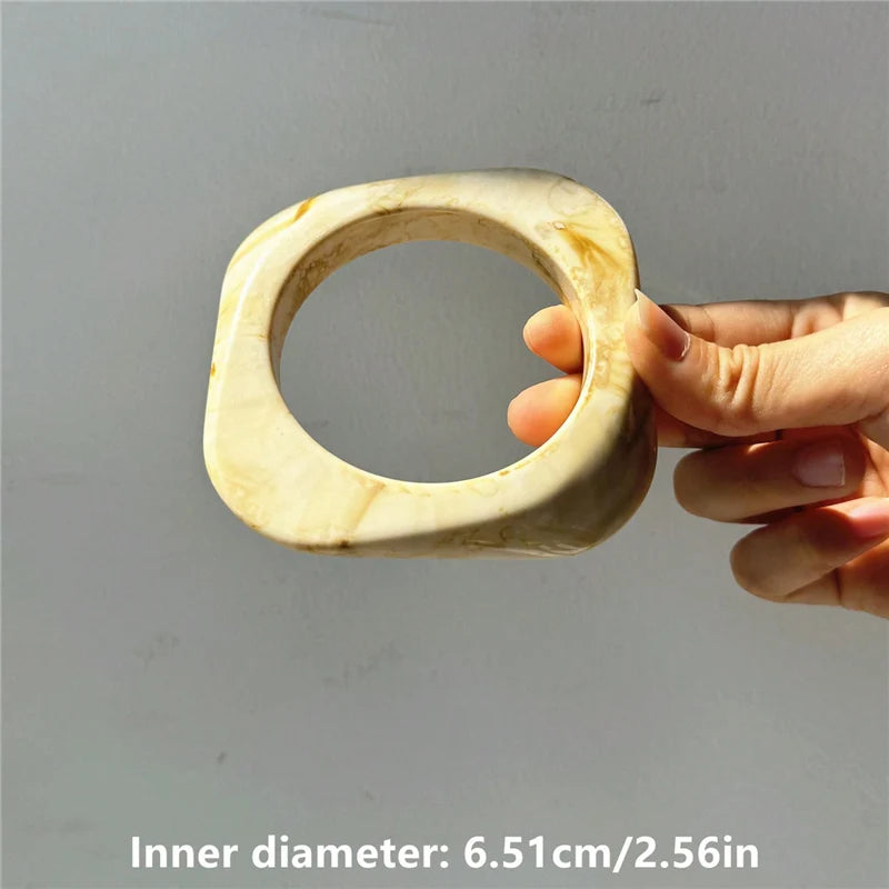 Chunky Asymmetrical Geometric Wide Bracelet – Beige & Pink Fashion Statement Jewelry
