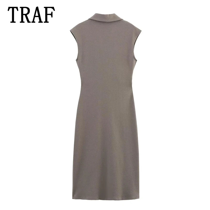 Ruched Sleeveless Long Shirt Dress – Women's Summer Elegance